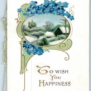 c1890s Merry Christmas New Year Trade Card HM Burnside Xmas Poem Antique Vtg C51