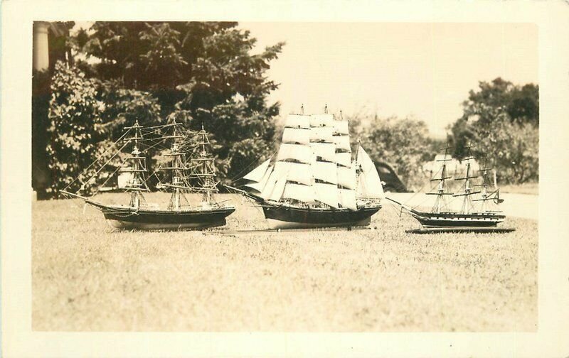 Maine Thomaston The Montpelier Sailing Ships Models RPPC Photo Postcard 22-3523