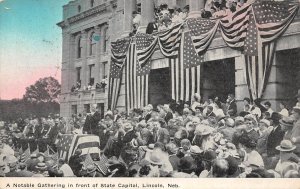 Lincoln Nebraska Notable Gathering in Front of State Capitol, Vintage PC U13682