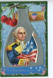 George Washington Birthday US Flag 2 Postcard