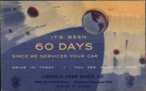 Chicago IL Lincoln Park Buick Co Earth Planets Solar System 1940s Postcard