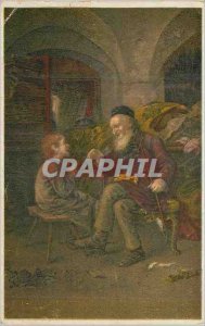 Old Postcard Old Man and child