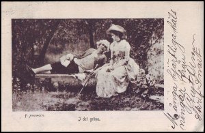 Sweden old Post card - lovers 1903 used