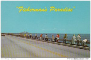 Bridge Fishing From The Sunshine Skyway Bridge Across Tampa Bay Florida