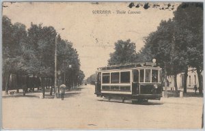 49515   CARTOLINA d'Epoca -  FERRARA citta' - VIALE CAVOUR : Tram 1927 