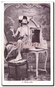 Postcard Old Woman Nude erotic pretty brunette