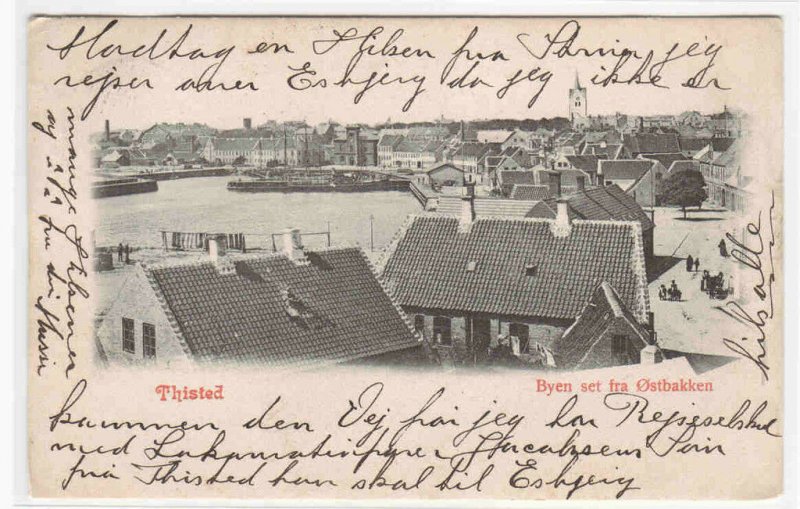 Panorama Byen set fra Ostbakken Thisted Denmark 1902 postcard