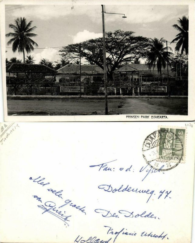 indonesia, JAVA JAKARTA, Prinsen Park (1951) RPPC Postcard 