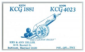 Postcard QSL Radio Card From Baltimore Maryland KCG 1881 KCG 4023 