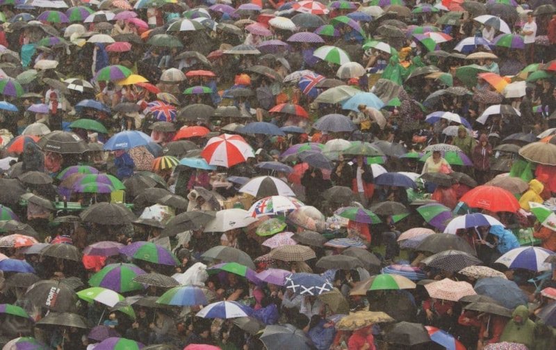 Wimbledon Tennis Steward Match Rain Review Umbrella Postcard