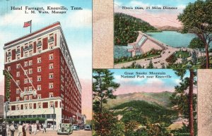 Vintage Postcard Hotel Farragut Norris Dam Great Smoky Mountain Knoxville Tenn.