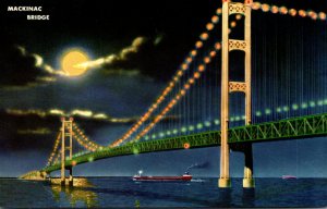 Michigan The Mackinac Bridge At Night