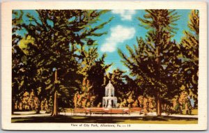 Allentown Pennsylvania PA, 1952 View of City Park, Fountain, Vintage Postcard