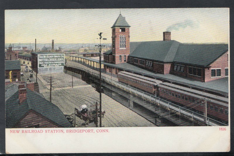 America Postcard - New Railroad Station, Bridgeport, Connecticut RS19196