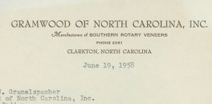 1958 Gramwood of North Carolina, Inc Clarkton NC Southern Rotary Veneers 336 