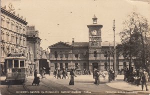 New Zealand Christchurch Cathedral Square South-West corner tramway real photo