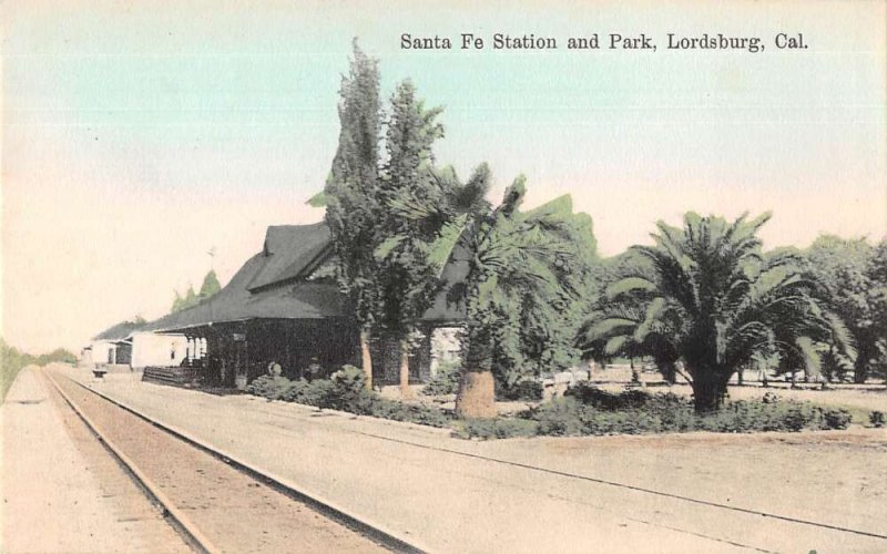 Lordsburg California Santa Fe Station and Park Vintage Postcard AA17618