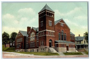 1909 Exterior View First M.E Church Building Dixon Illinois IL Vintage Postcard