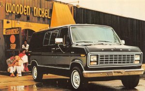 Automobile~Car Advertising  1980 FORD ECONOLINE VAN Wooden Nickel Cafe  Postcard