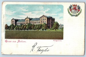 Mecklenburg-Vorpommern Germany Postcard War school Greetings from Anklam 1904