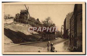 Old Postcard Paris Strolling The Lepie Street and the Moulin de la Galette