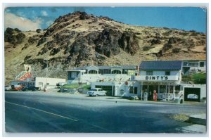 1962 Dinty's Cafe Motel & Service Stations On Highways Cars Rufus OR Postcard