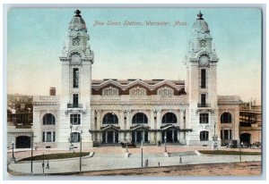 Worcester Massachusetts Postcard New Union Station Exterior 1910 Vintage Antique