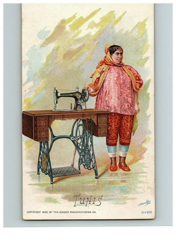 1892 Singer Manufacturing Co Trade Tunis Sewing Card Victorian North Africa