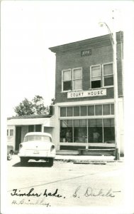 RPPC Timber Lake South Dakota SD Court House Street View Cars UNP Postcard Q16