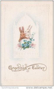 Easter Greetings Rabbits With Easter Egg 1915