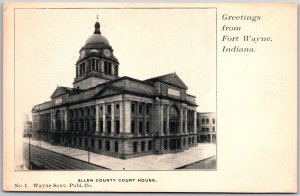 Fort Wayne Indiana IND, Greetings, Allen County Court House, Vintage Postcard