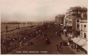 Kings Road, Brighton, England, Great Britain, early real photo postcard, unused