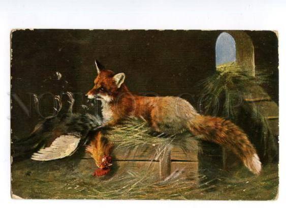 132426 Red FOX Hunt Rooster SCHONIAN MULLER Vintage #372 PC