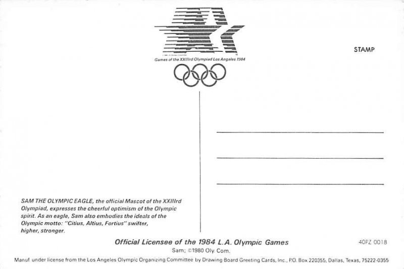 Go for the Gold Sam the Olympic Eagle Unused 
