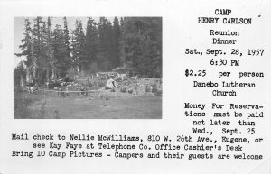 1957 Eugene Oregon Camp Henry Carlson occupation RPPC Postcard 25-11811