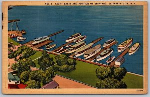 Vtg Elizabeth City North Carolina NC Yacht Basin & Shipyard 1940s View Postcard