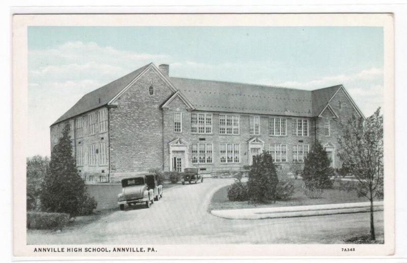 High School Cars Annville Pennsylvania 1920s postcard