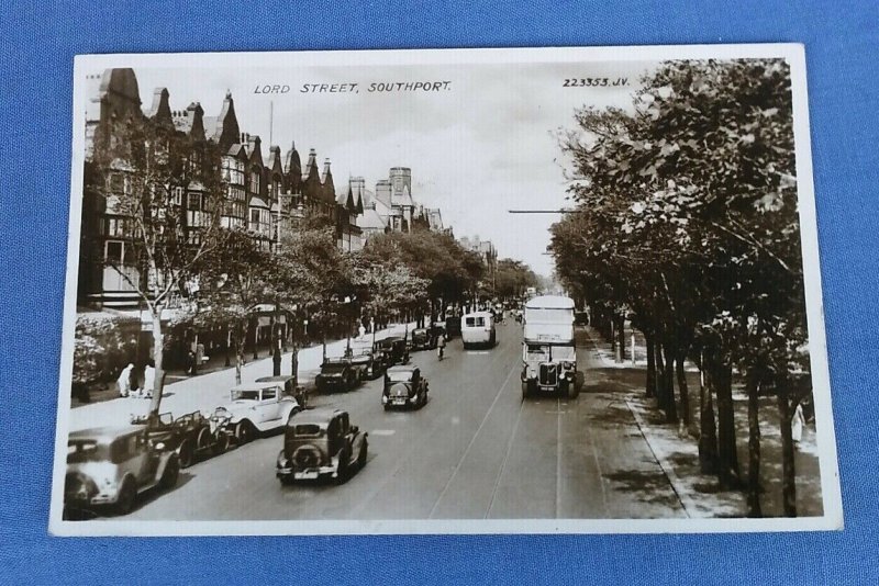 Vintage Real Photo Postcard Lord Street Southport Lancashire Vintage Cars A1A