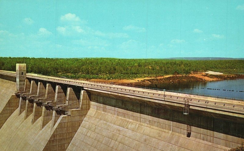 Vintage Postcard Greers Ferry Dam & Lake Across Little Red River Ozarks Arkansas