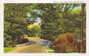 Cedar Rapids Iowa~Ellis Park Entrance~Shakespeare Garden Sign~1946 Postcard