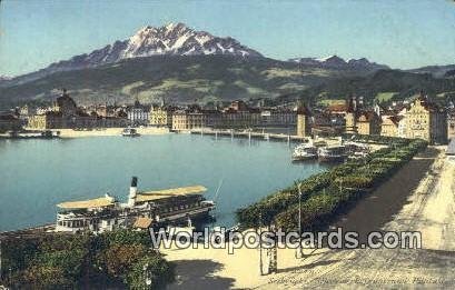 Seebrucke, Schweizerholquai u Pilatus Luzern Swizerland Unused 