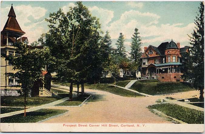 Prospect and Hill Streets Cortland  NY, New York pm 1908