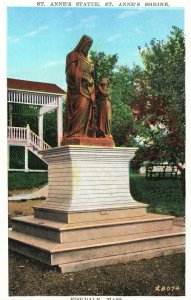 Vintage Postcard St. Anne's Statue And Shrine Fiskdale Massachusetts Joseph A. B