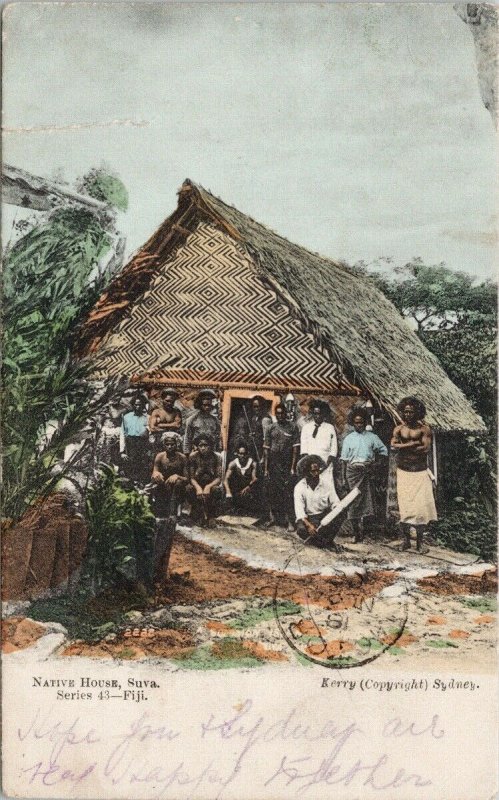 Suva Fiji Native House Series 43 Kerry Postcard F98 *as is