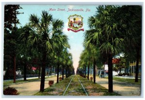 c1950 Main Street Lined Trees Dirt Road Carriages View Jacksonville FL Postcard 