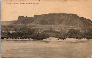 Postcard NE North Platte River Scottsbluff Town & National Monument 1917 H27