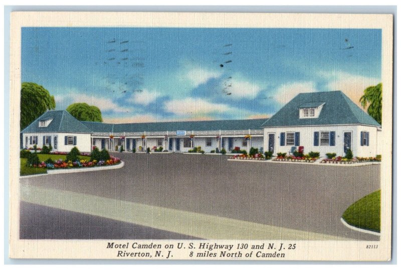 1952 Modern Motel Camden Riverton New Jersey NJ Vintage Posted Postcard