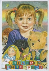 Children's Art Postcard - BBC Children in Need 2000, Teddy Bear & Dolls  RR17319