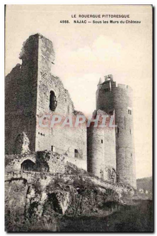 Rouergue Najac Old Postcard Under the walls of the castle