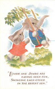 Postcard 1930s Dressed Elephant Anthrophonic Comic Humor Salmon 22-13871